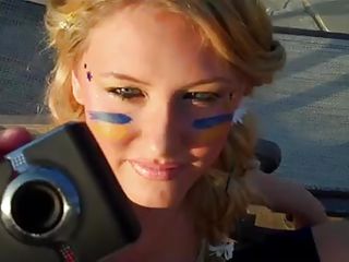 blond slut is being permanent fucked while this babe shooting