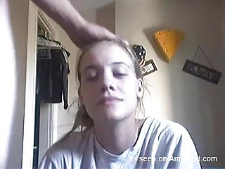 young girl gets her face full of cum