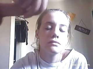 young girl acquires her face full of cum